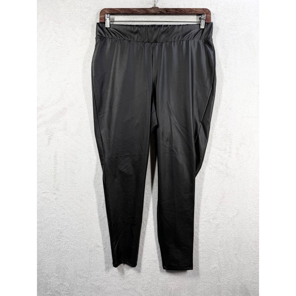 Torrid Faux Leather Leggings Women 1X Black Matte Stretch Edgy Streetwear Pant